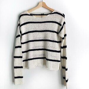 moon & madison Cream and Black Striped Scoop Neck Sweater